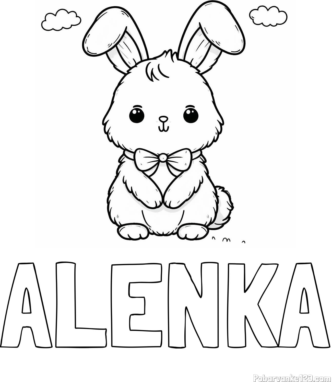 Pobarvanka imena ALENKA in pobarvanka prikupnega zajčka