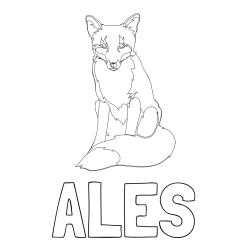 Online izdelana pobarvanka - Pobarvanka imena ALEŠ in pobarvanka lisice