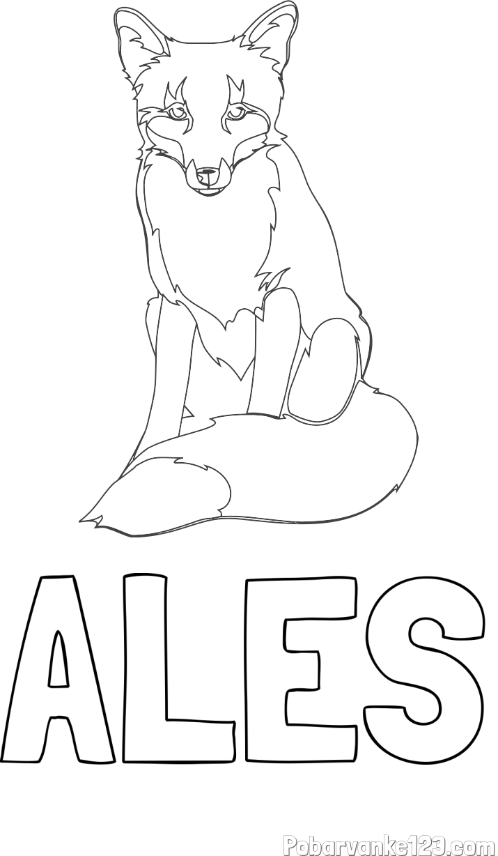 Pobarvanka imena ALEŠ in pobarvanka lisice