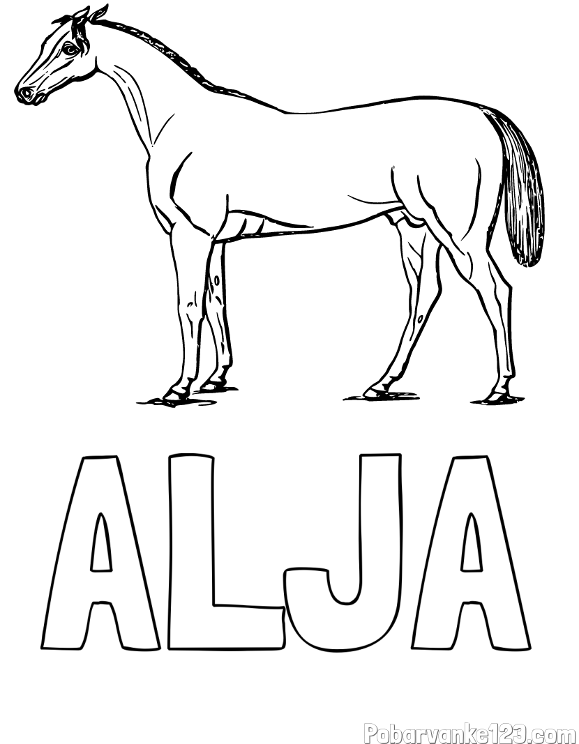 Pobarvanka imena ALJA in pobarvanka konja