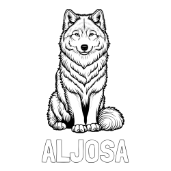 Online izdelana pobarvanka - Pobarvanka imena ALJOŠA in pobarvanka prijaznega volka