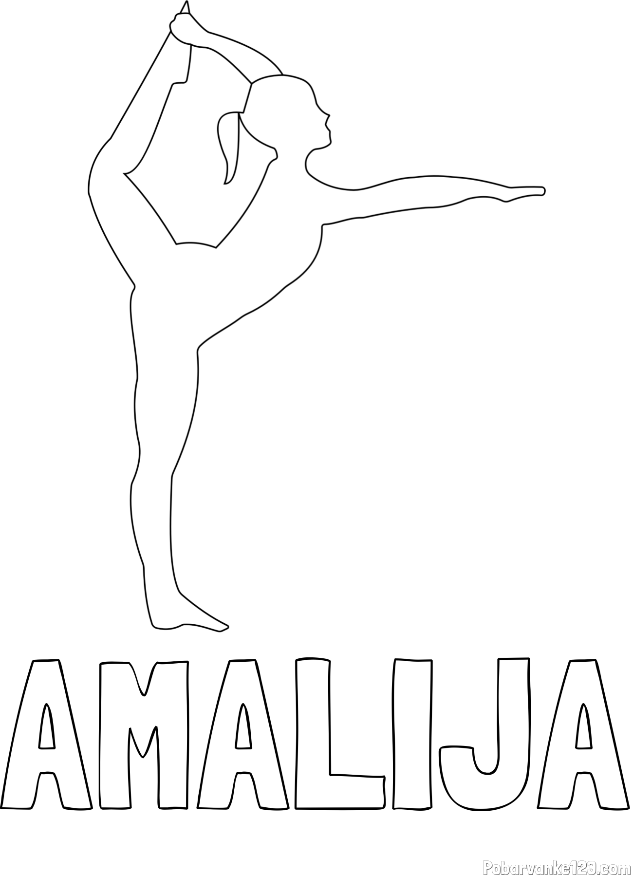 Pobarvanka imena AMALIJA in pobarvanka baletke med ogrevanjem