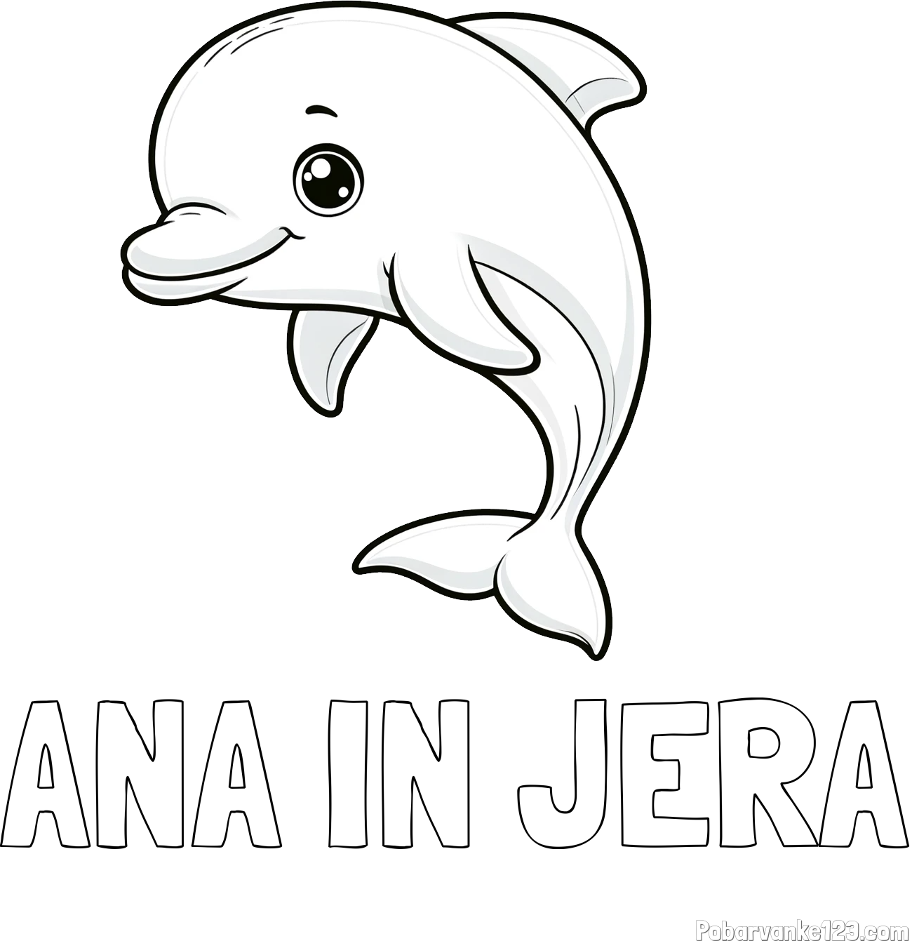 Pobarvanka imena ANA IN JERA in otroška pobarvanka ljubkega delfina