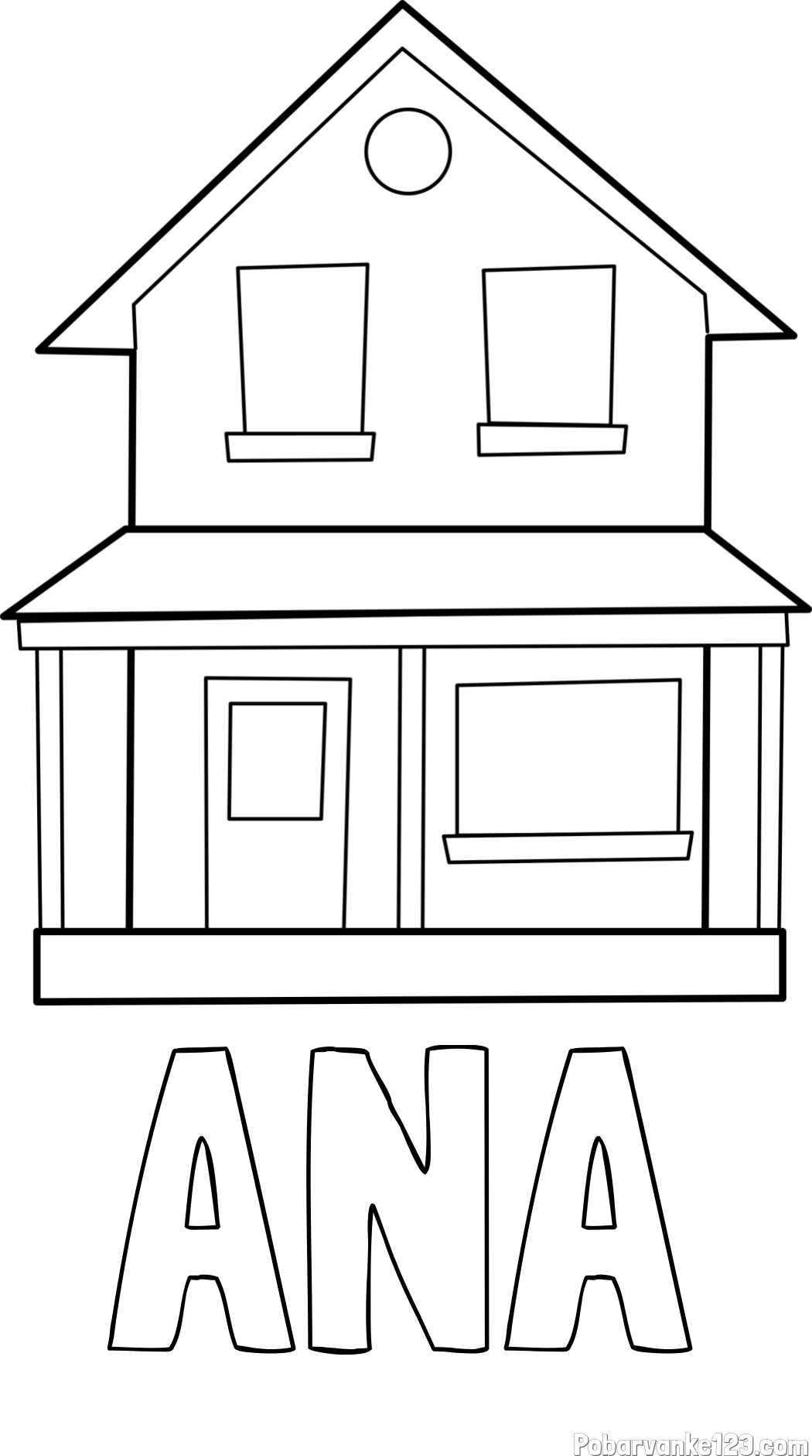 Pobarvanka imena ANA in pobarvanka preproste hiše