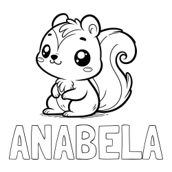 Online izdelana pobarvanka - Pobarvanka imena ANABELA in pobarvanka veverice
