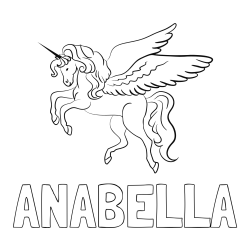 Online izdelana pobarvanka - Pobarvanka imena ANABELLA in lepa pobarvanka samoroga