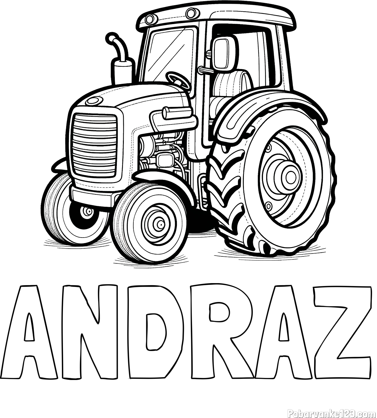 Pobarvanka imena ANDRAŽ in pobarvanka starega, a lepega traktorja