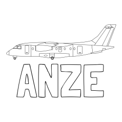 Online izdelana pobarvanka - Pobarvanka imena ANŽE in pobarvanka potniškega aviona