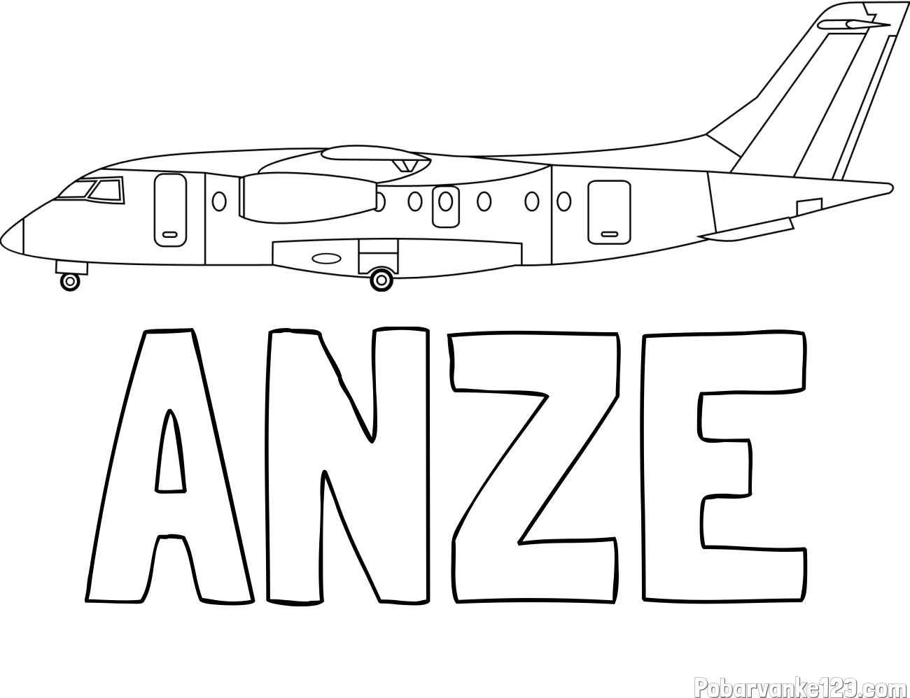 Pobarvanka imena ANŽE in pobarvanka potniškega aviona