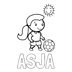 Online izdelana pobarvanka - Pobarvanka imena ASJA in pobarvanka nogometašice