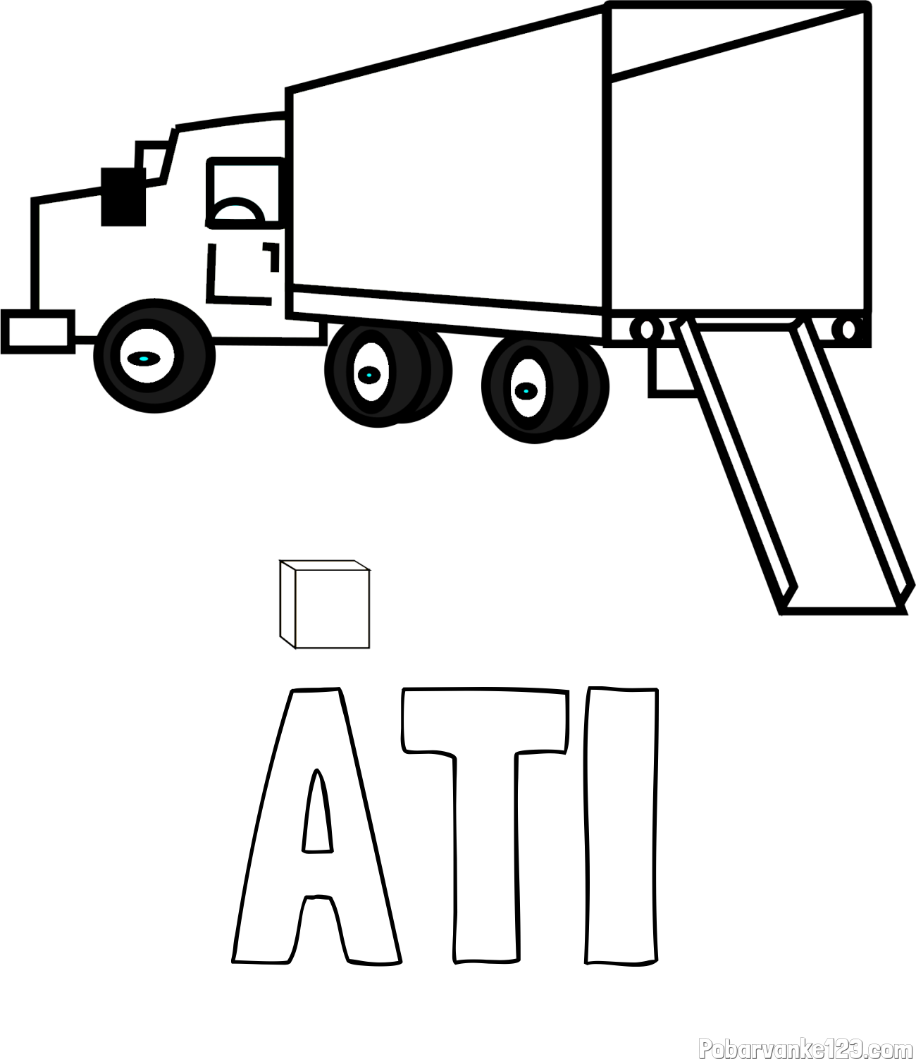 Pobarvanka imena ATI in pobarvanka velikega tovornjaka pri nakladanju