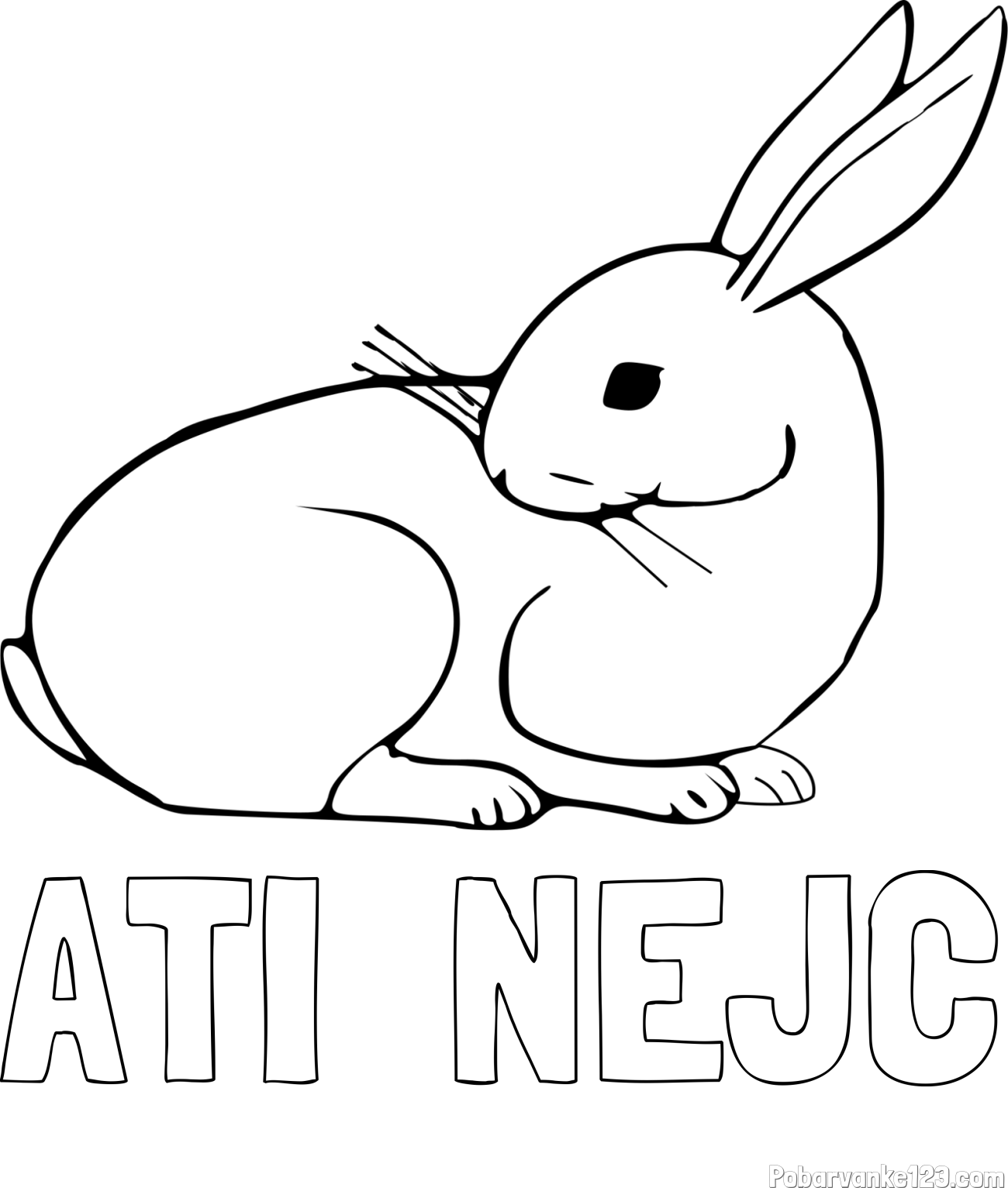 Pobarvanka imena ATI  NEJC in pobarvanka zajčka, ki je nekaj opazil