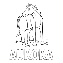 Online izdelana pobarvanka - Pobarvanka imena AURORA in pobarvanka prikupnega konjička