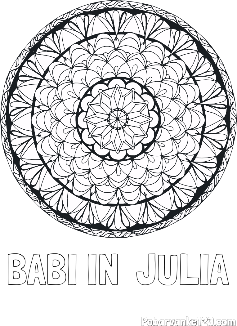 Pobarvanka imena BABI IN  JULIA in mandale 4