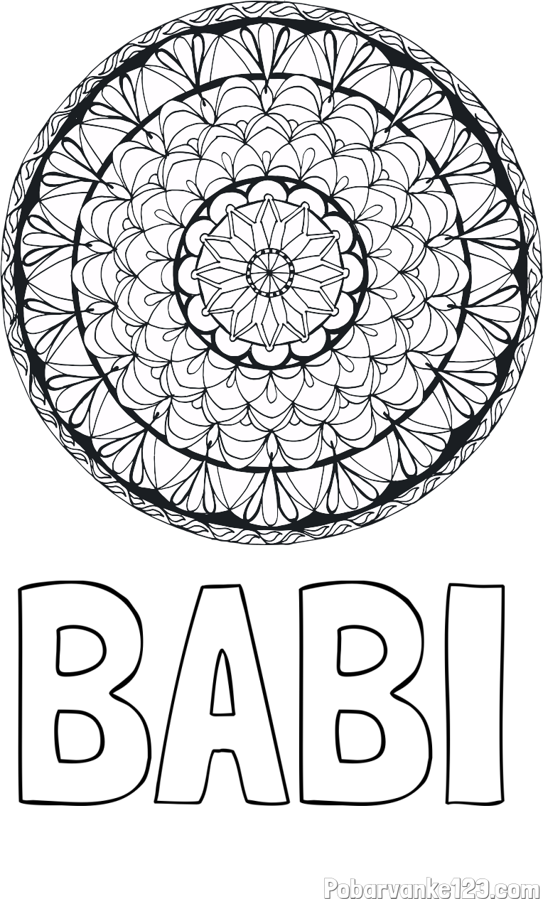 Pobarvanka imena BABI in mandale 4