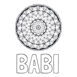 Online izdelana pobarvanka - Pobarvanka imena BABI in mandale 4