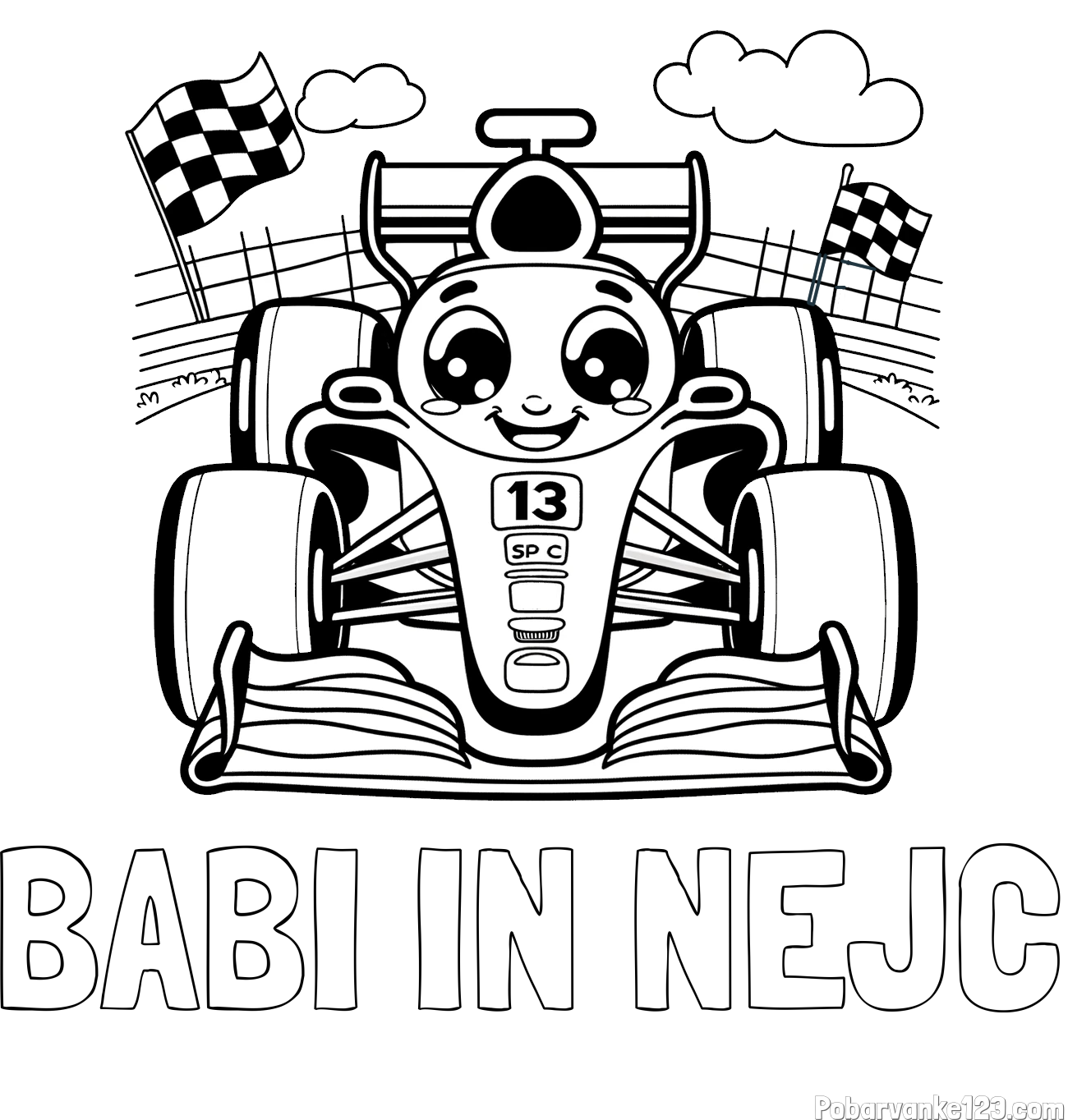 Pobarvanka imena BABI IN NEJC in otroška pobarvanka FORMULA 1