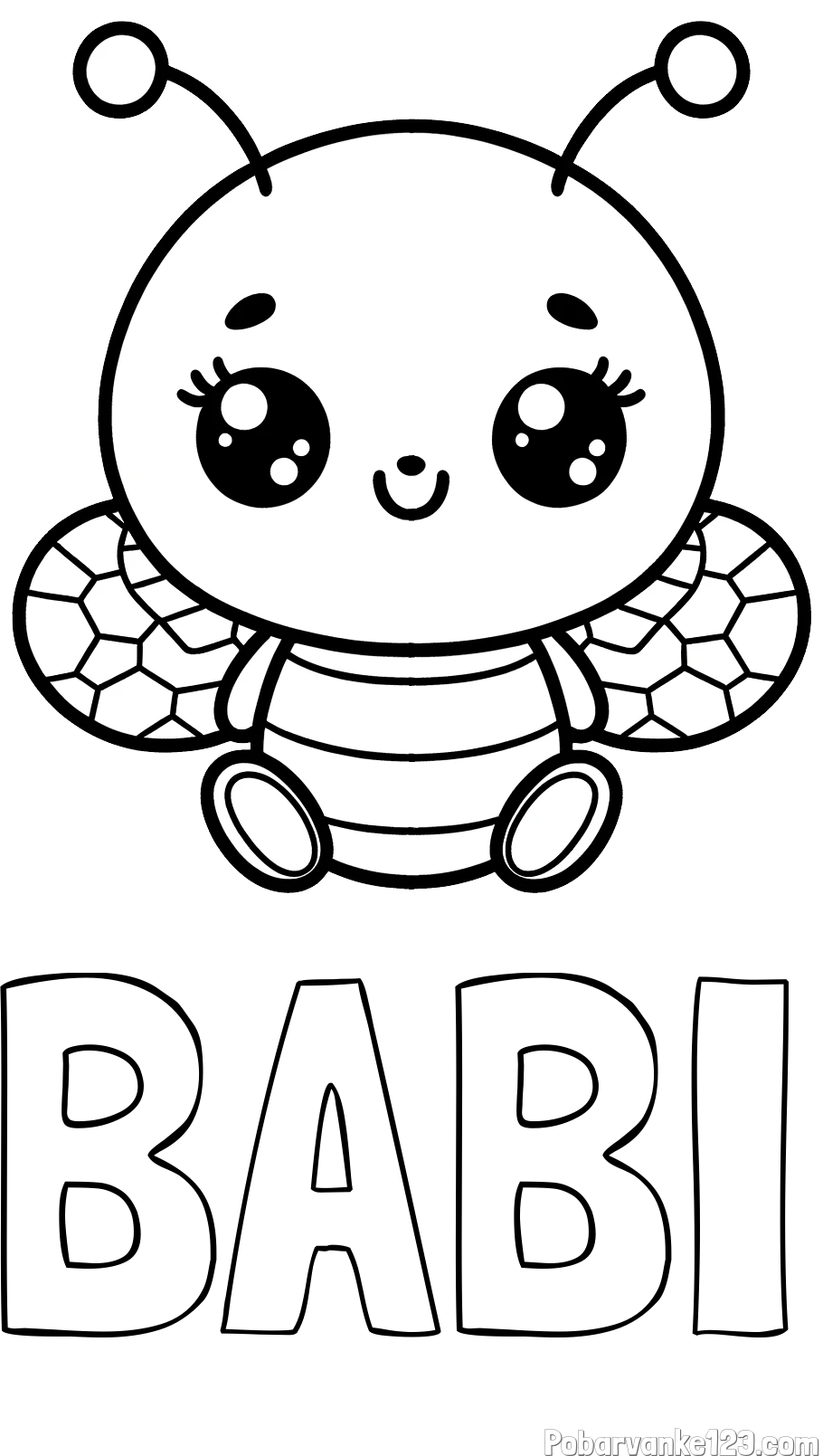 Pobarvanka imena BABI in otroška pobarvanka ljubke čebele