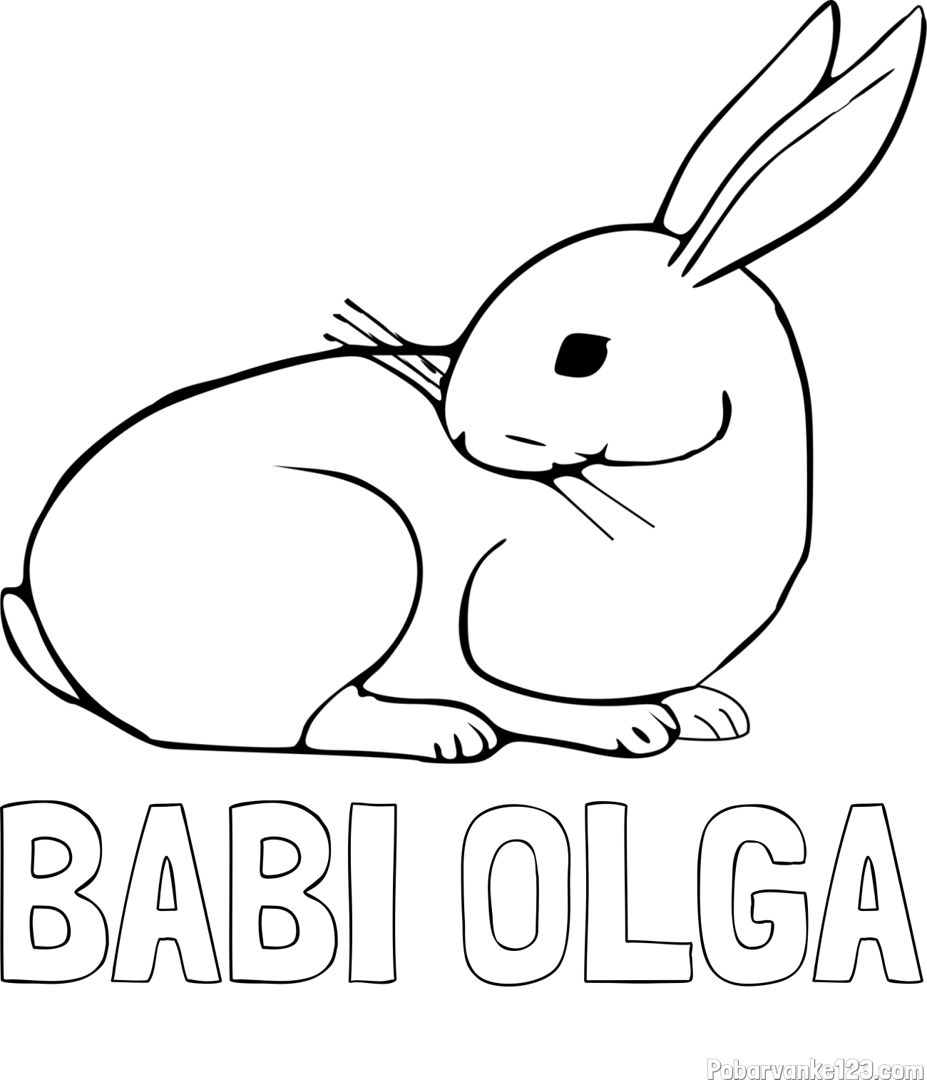 Pobarvanka imena BABI OLGA in pobarvanka zajčka, ki je nekaj opazil