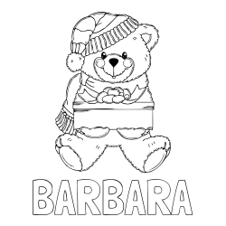 Online izdelana pobarvanka - Pobarvanka imena BARBARA in pobarvanka ljubkega medvedka
