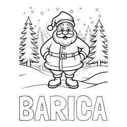 Online izdelana pobarvanka - Pobarvanka imena BARICA in pobarvanka Božička v gozdu