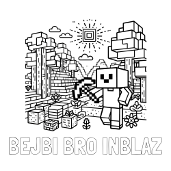 Online izdelana pobarvanka - Pobarvanka imena BEJBI BRO INBLAŽ in pobarvanka Minecraft sveta