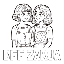 Online izdelana pobarvanka - Pobarvanka imena BFF ZARJA in pobarvanka dveh najboljših prijateljic