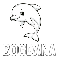 Online izdelana pobarvanka - Pobarvanka imena BOGDANA in otroška pobarvanka ljubkega delfina