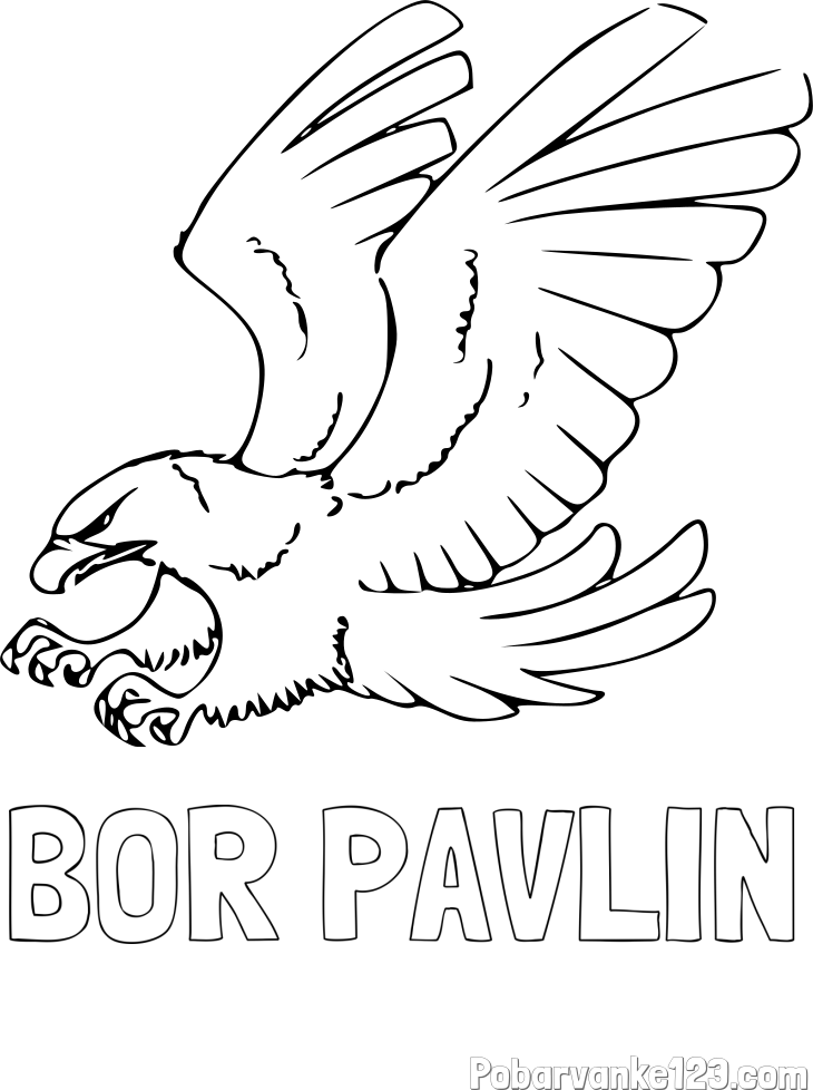 Pobarvanka imena BOR PAVLIN in pobarvanka orla v napadu