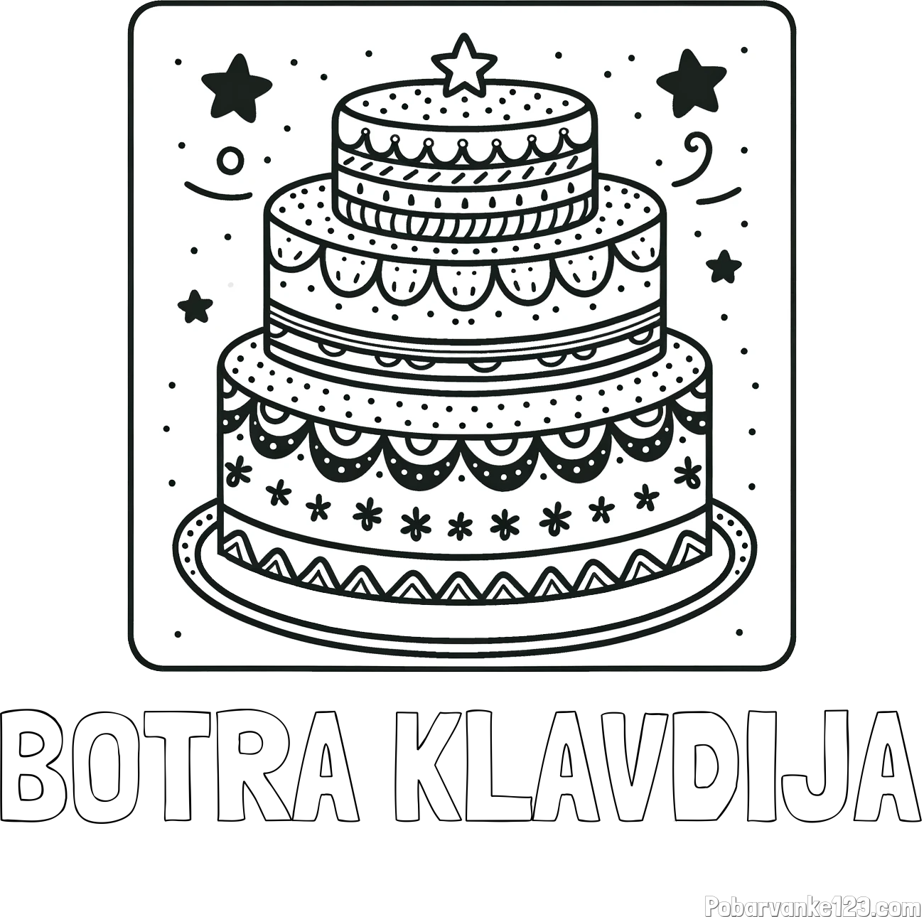 Pobarvanka imena BOTRA KLAVDIJA in pobarvanka slastne torte