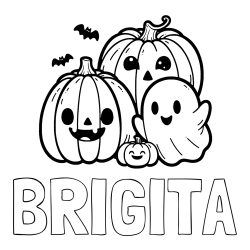 Online izdelana pobarvanka - Pobarvanka imena BRIGITA in pobarvanka duhca in buč za noč čarovnic