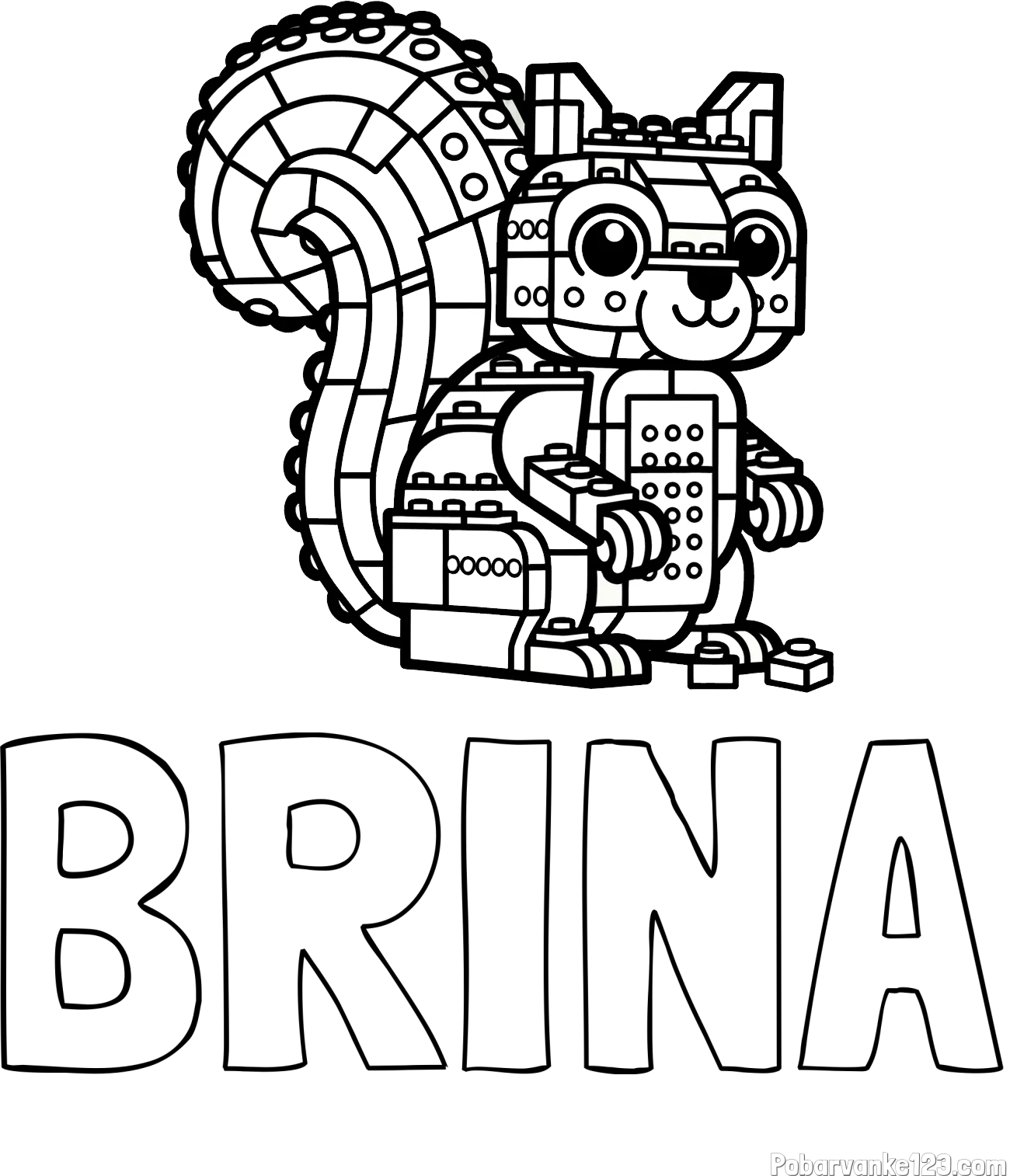 Pobarvanka imena BRINA in pobarvanka LEGO veverice