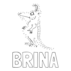 Online izdelana pobarvanka - Pobarvanka imena BRINA in pobarvanka pošasti - poveži številke