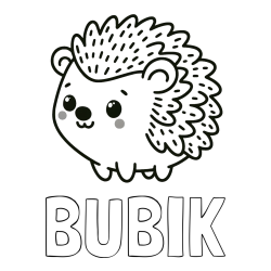Online izdelana pobarvanka - Pobarvanka imena BUBIK in pobarvanka ljubkega ježka