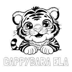 Online izdelana pobarvanka - Pobarvanka imena CAPPYBARA ELA in pobarvanka tigrček