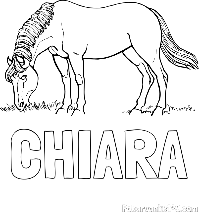 Pobarvanka imena CHIARA in pobarvanka konja med pašo