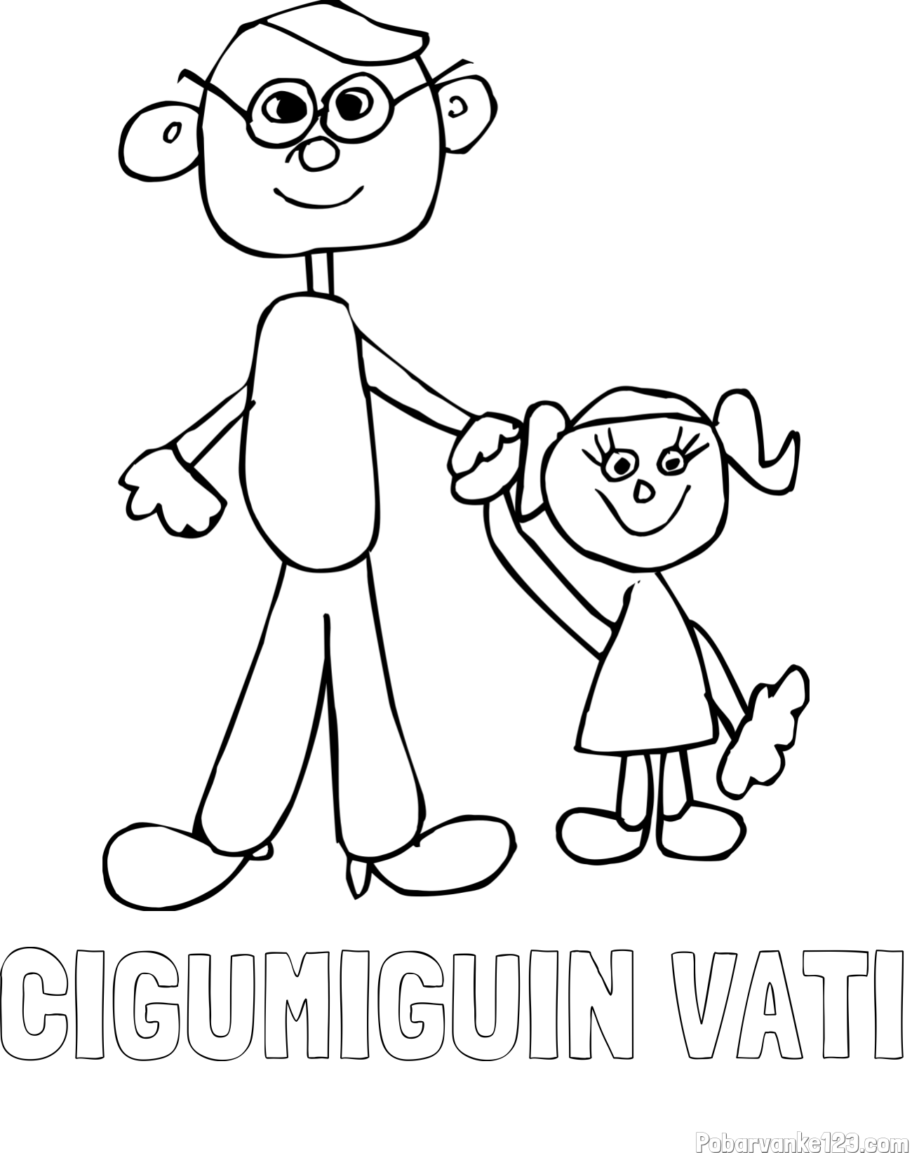 Pobarvanka imena CIGUMIGUIN VATI in otroška pobarvanka očeta in hčerke