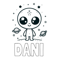 Online izdelana pobarvanka - Pobarvanka imena DANI in pobarvanka vesoljec