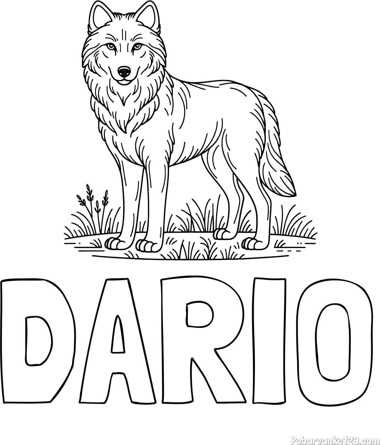 Pobarvanka imena DARIO in pobarvanka volka