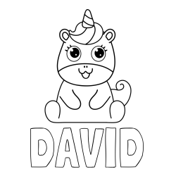 Online izdelana pobarvanka - Pobarvanka imena DAVID in pobarvanka čudovitega samoroga Unicorn