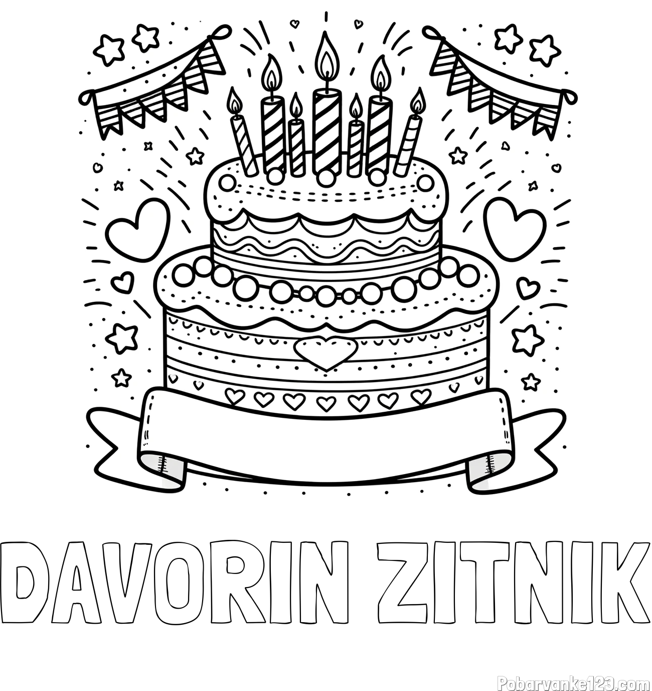 Pobarvanka imena DAVORIN ŽITNIK in pobarvanka velike torte za rojstni dan