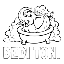 Online izdelana pobarvanka - Pobarvanka imena DEDI TONI in pobarvanka nasmejanega slončka