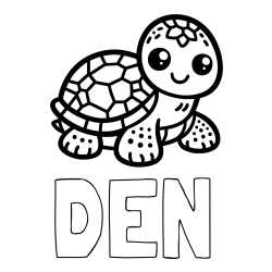 Online izdelana pobarvanka - Pobarvanka imena DEN in otroška pobarvanka želve