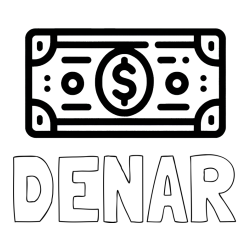 Online izdelana pobarvanka - Pobarvanka imena DENAR in otroška pobarvanka bankovca