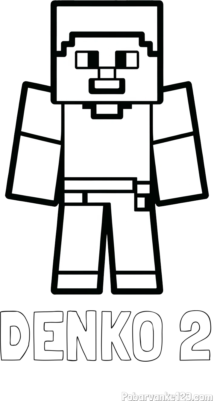 Pobarvanka imena DENKO 2 in pobarvanka Minecraft figurice