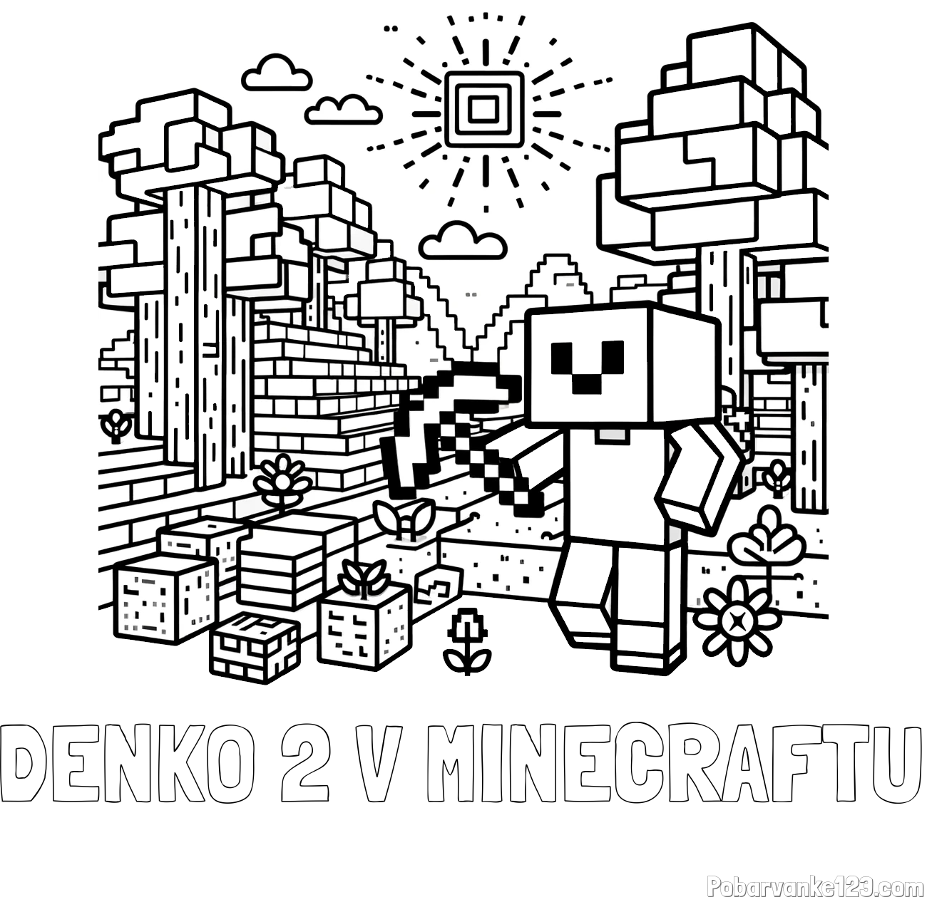 Pobarvanka imena DENKO 2 V MINECRAFTU in pobarvanka Minecraft sveta