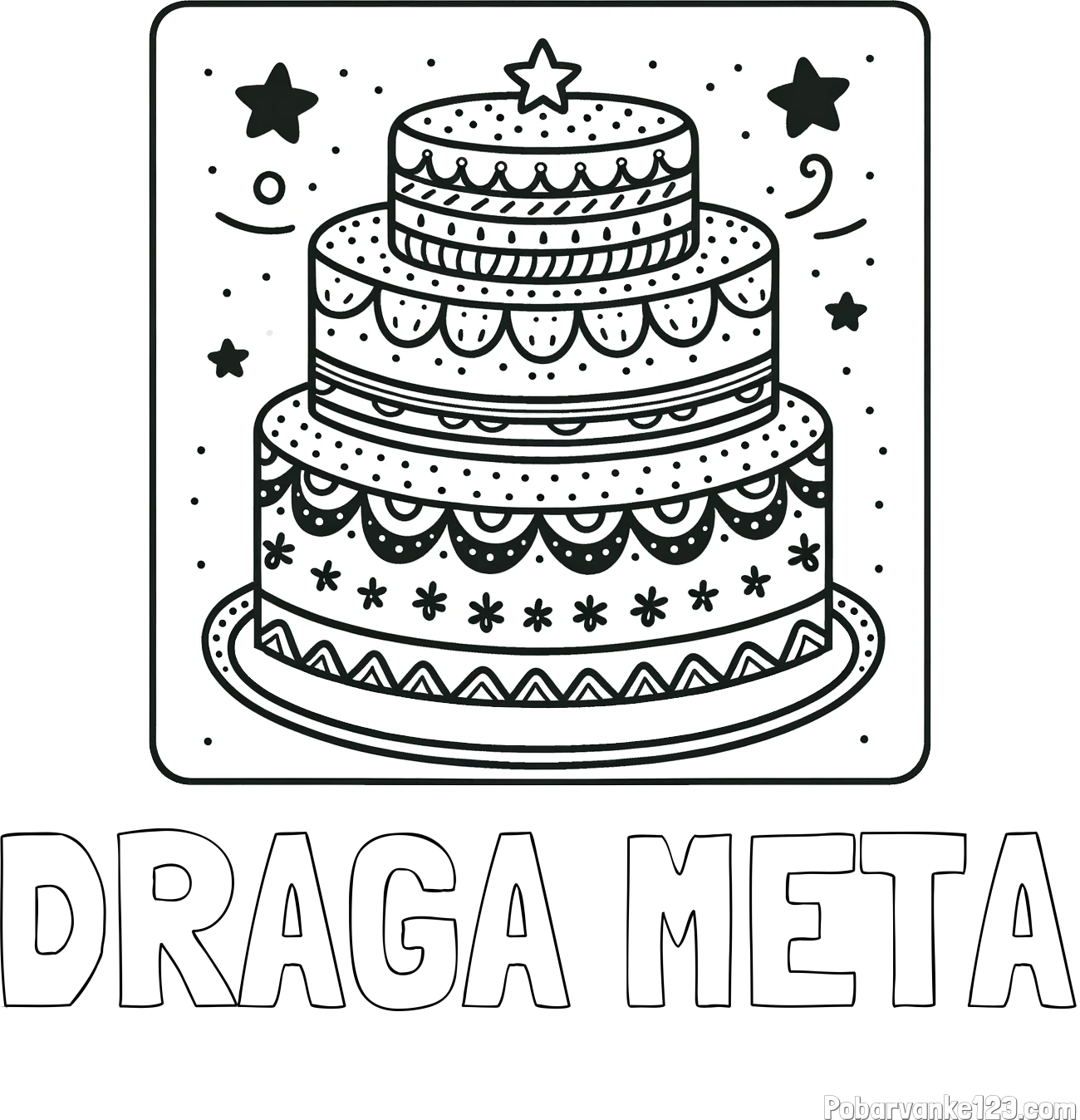 Pobarvanka imena DRAGA META in pobarvanka slastne torte