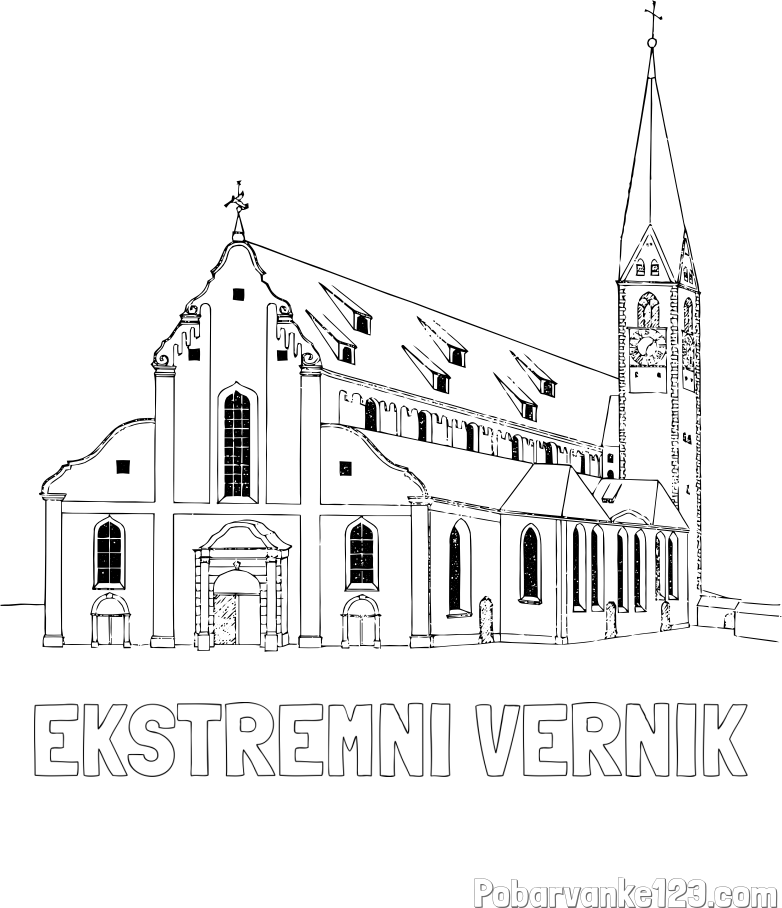 Pobarvanka imena EKSTREMNI VERNIK in pobarvanka cerkev st.Mang iz leta 1828