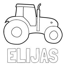 Online izdelana pobarvanka - Pobarvanka imena ELIJAS in otroška pobarvanka traktorja