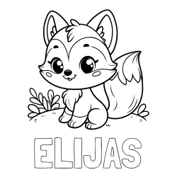 Online izdelana pobarvanka - Pobarvanka imena ELIJAS in pobarvanka lisičke